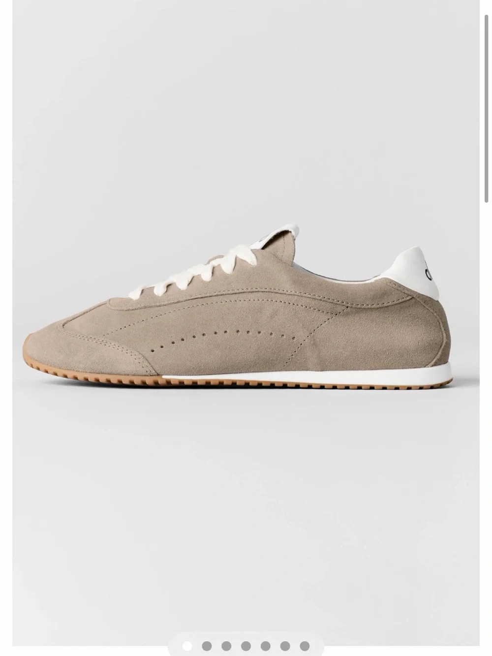 ALO Yoga Suede Sneaker in Gravel / Taupe with White Laces